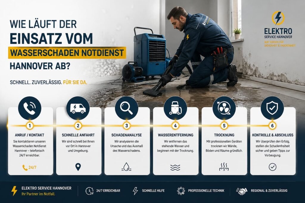 Elektriker beseitigt Wasserschaden professionell in modernem Innenraum