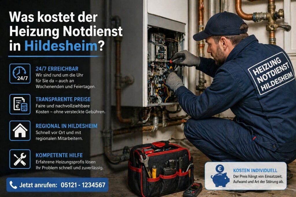 Techniker repariert Heizungsanlage im Notdienst mit Werkzeug und moderner Technik
