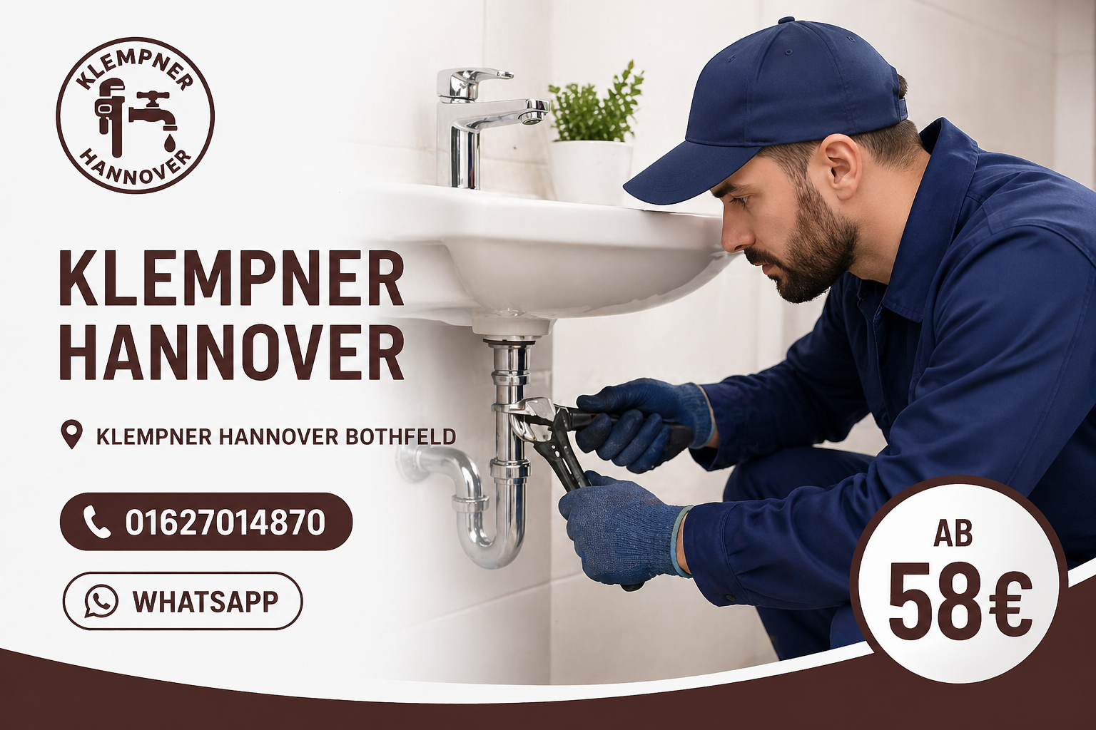 Fachmann repariert Abfluss unter Waschbecken in moderner Badezimmerumgebung mit professionellem Werkzeug.