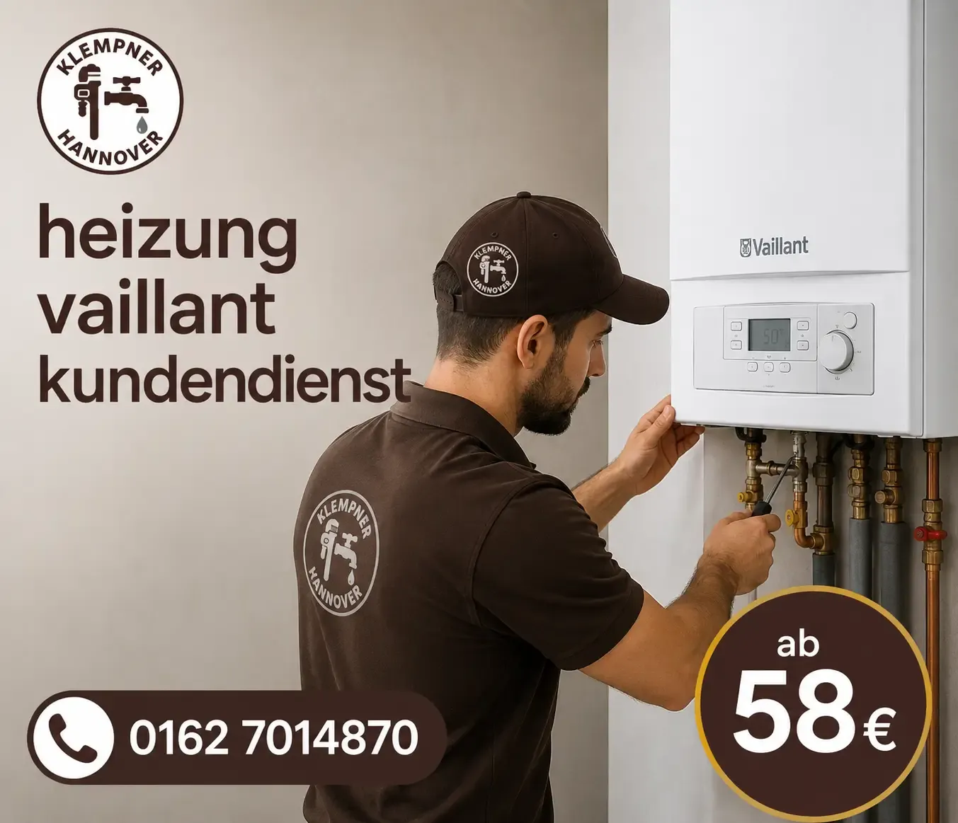 Techniker bei der Heizungswartung in Hannover