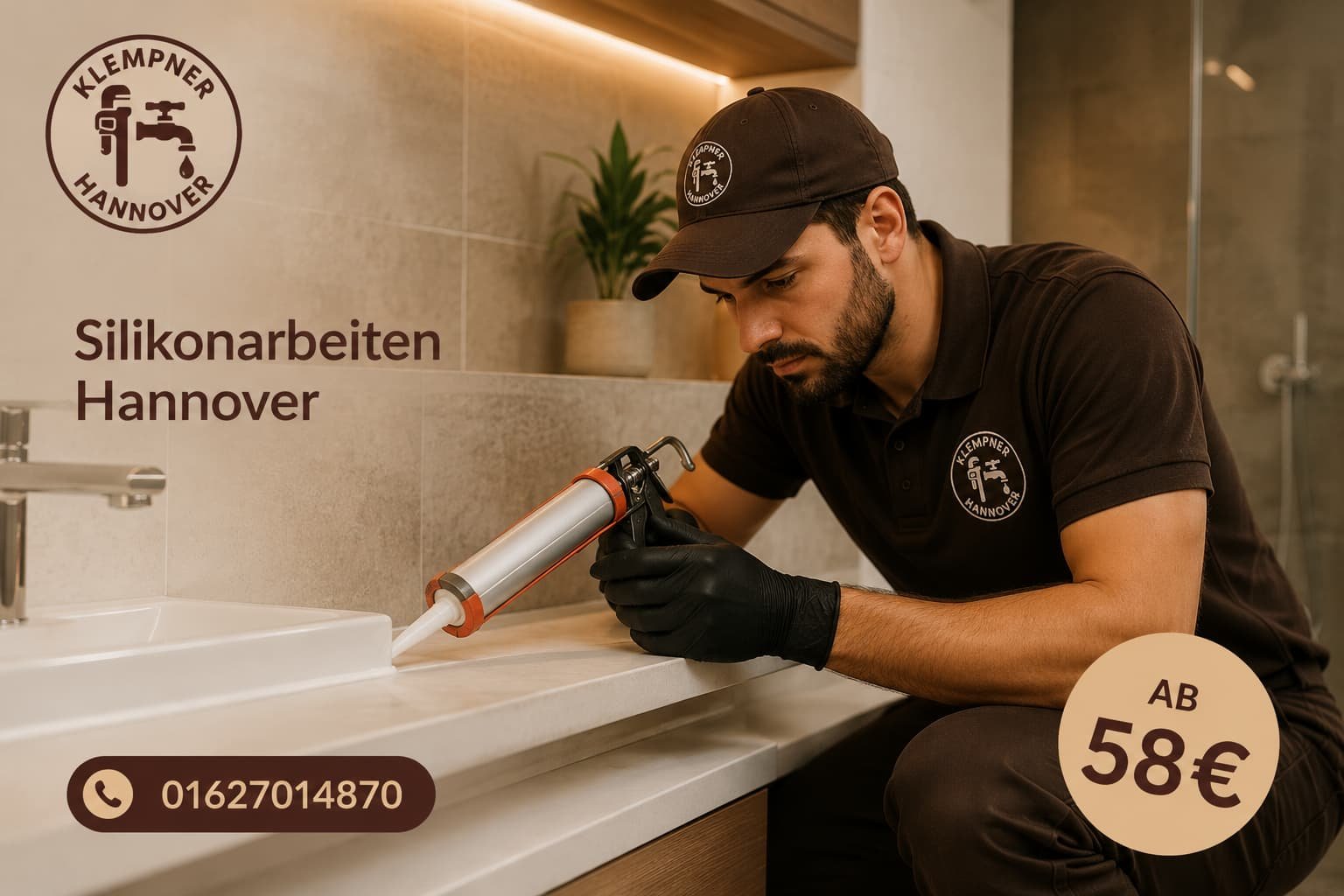 Saubere Abdichtungsarbeiten im Sanitärbereich mit erfahrenem Techniker vor Ort