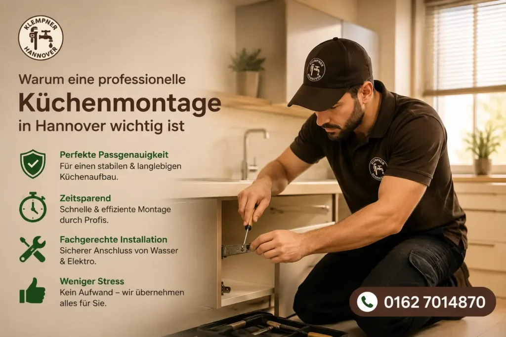 Fachgerechte Montage einer modernen Küche durch einen Profi.