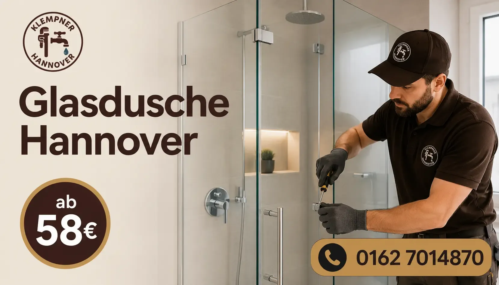 Fachgerechte Montage einer modernen Glasdusche im Badezimmer