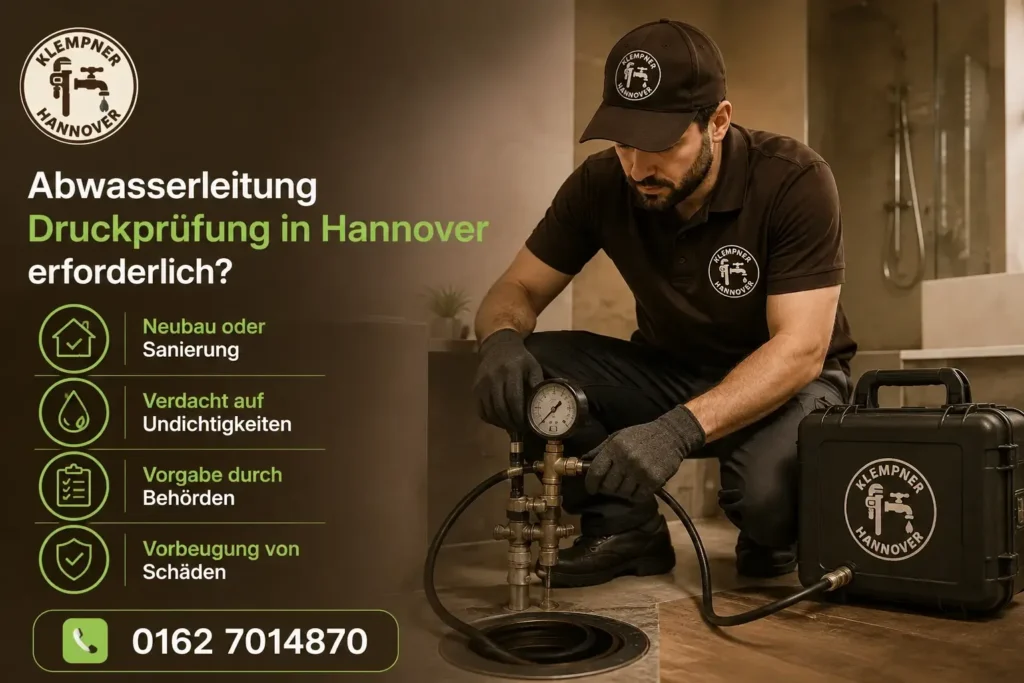 Fachmann bei der Prüfung von Abwasserrohren in Hannover