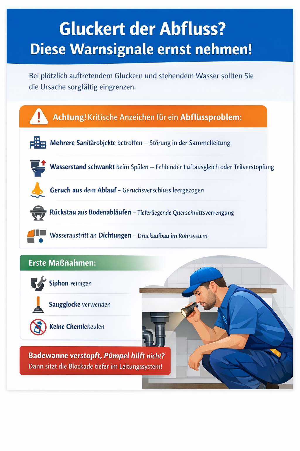 Wie unser Klempner-Team in Hannover den Abfluss fachgerecht inspiziert und repariert