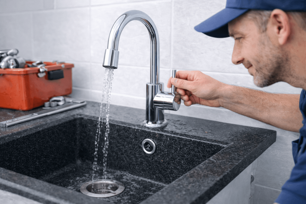 granit spüle wasserhahn einbauen