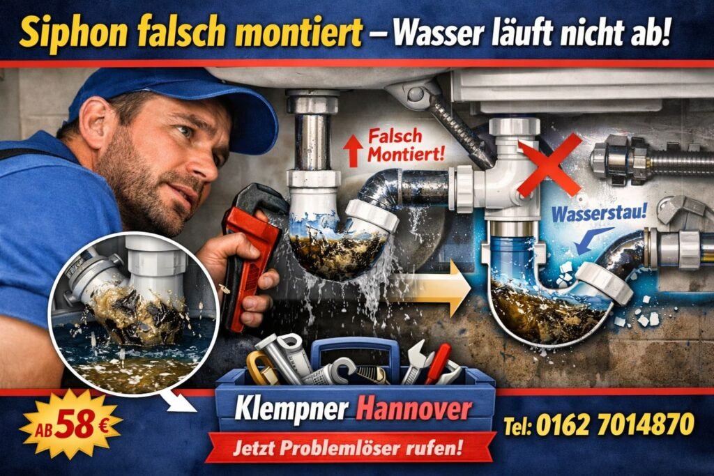 siphon falsch montiert wasser läuft nicht ab