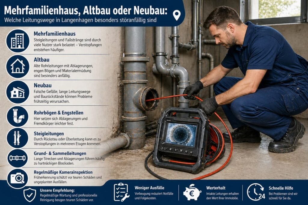 Fachmann bei der Rohrinspektion in Keller mit moderner Technik und übersichtlichen Hinweisen zu Leitungsproblemen