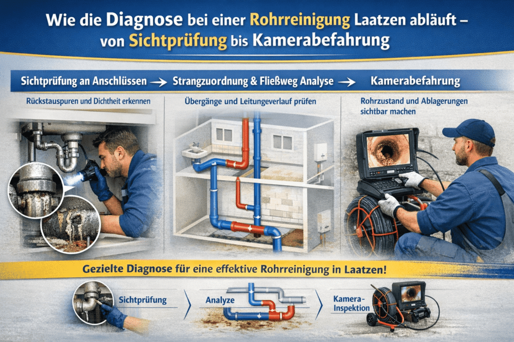 Diagnose bei Rohrreinigung mit Kamera vor Ort