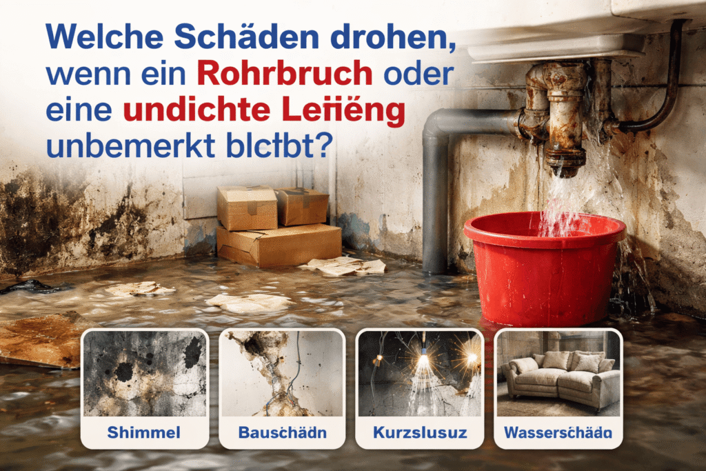 Rohrbruch führt zu Wasserschäden Keller.