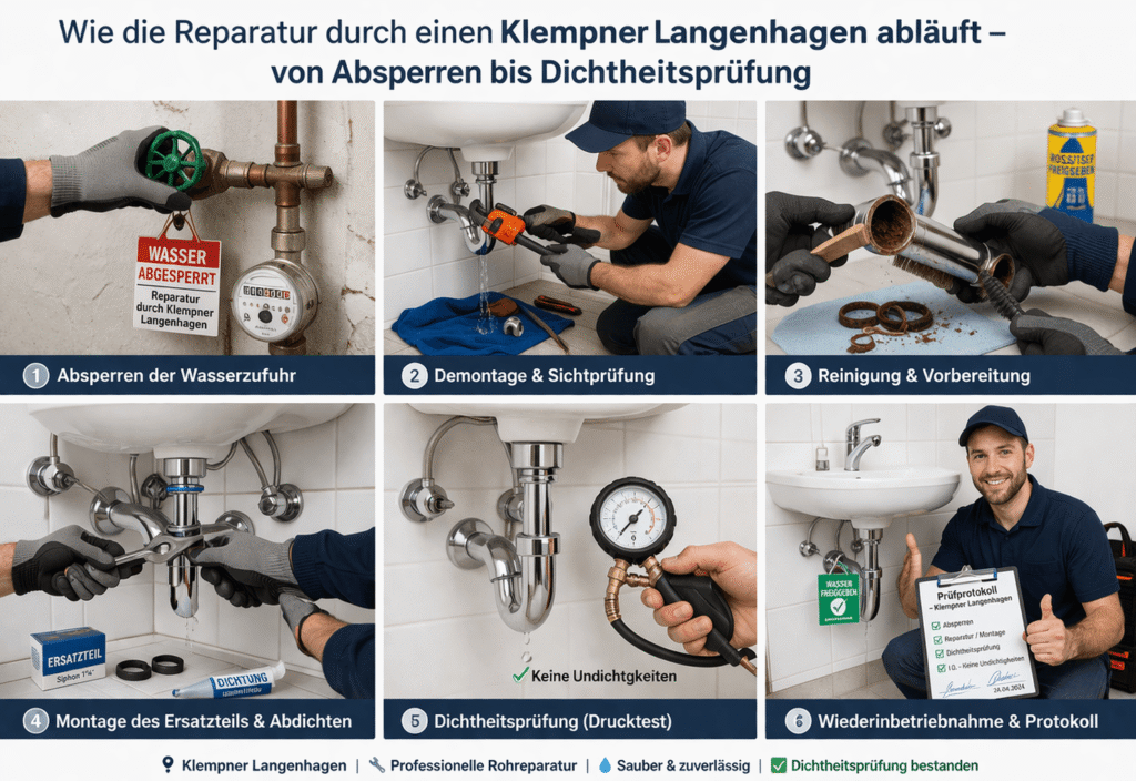 Rohrreparatur durch Klempner Schrittab