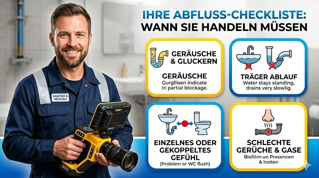 Wie sich verstopfte Leitungen im Alltag bemerkbar machen – von gluckernden Abflüssen bis Rückstau