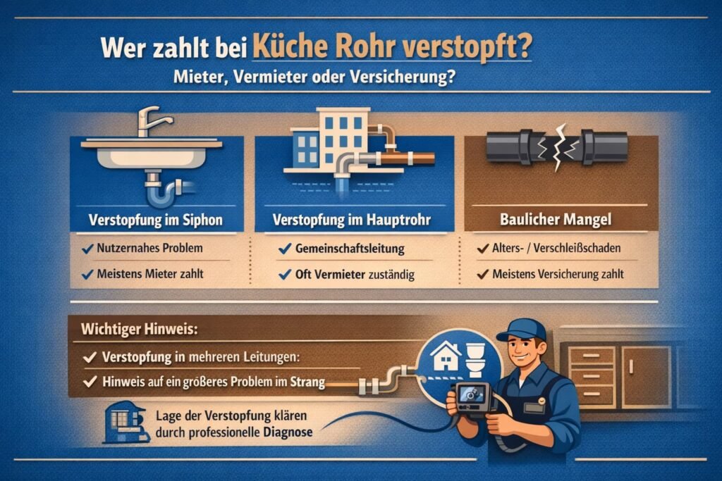 Wer zahlt bei küche rohr verstopft was tun – Mieter, Vermieter oder Versicherung?