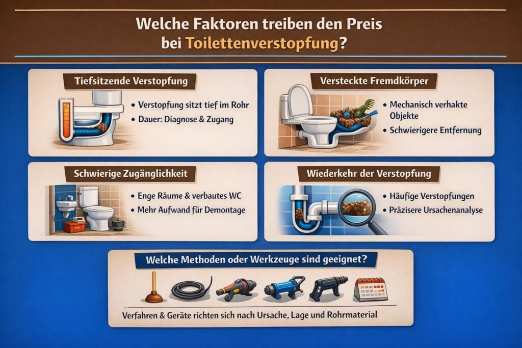 Welche Faktoren treiben den Preis bei Toilettenverstopfung?