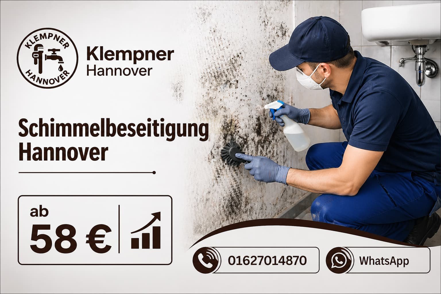 Klempner Hannover Techniker entfernt Schimmel im Badezimmer professionell