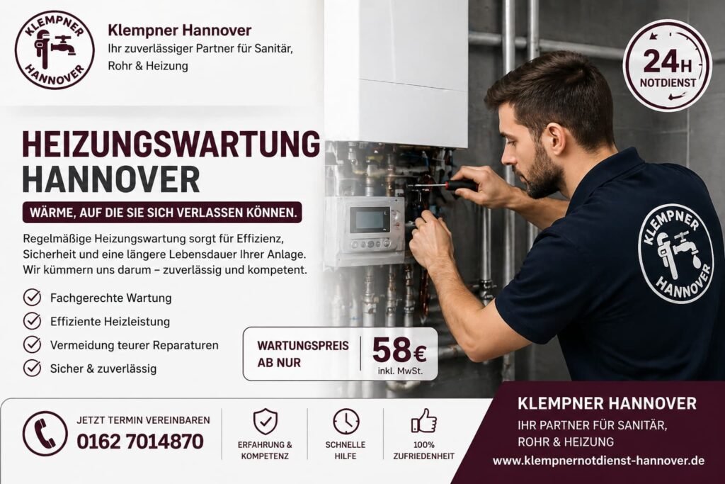Professioneller Heizungsservice in Hannover – Techniker bei der Wartung einer modernen Heizungsanlage in einem Haushalt