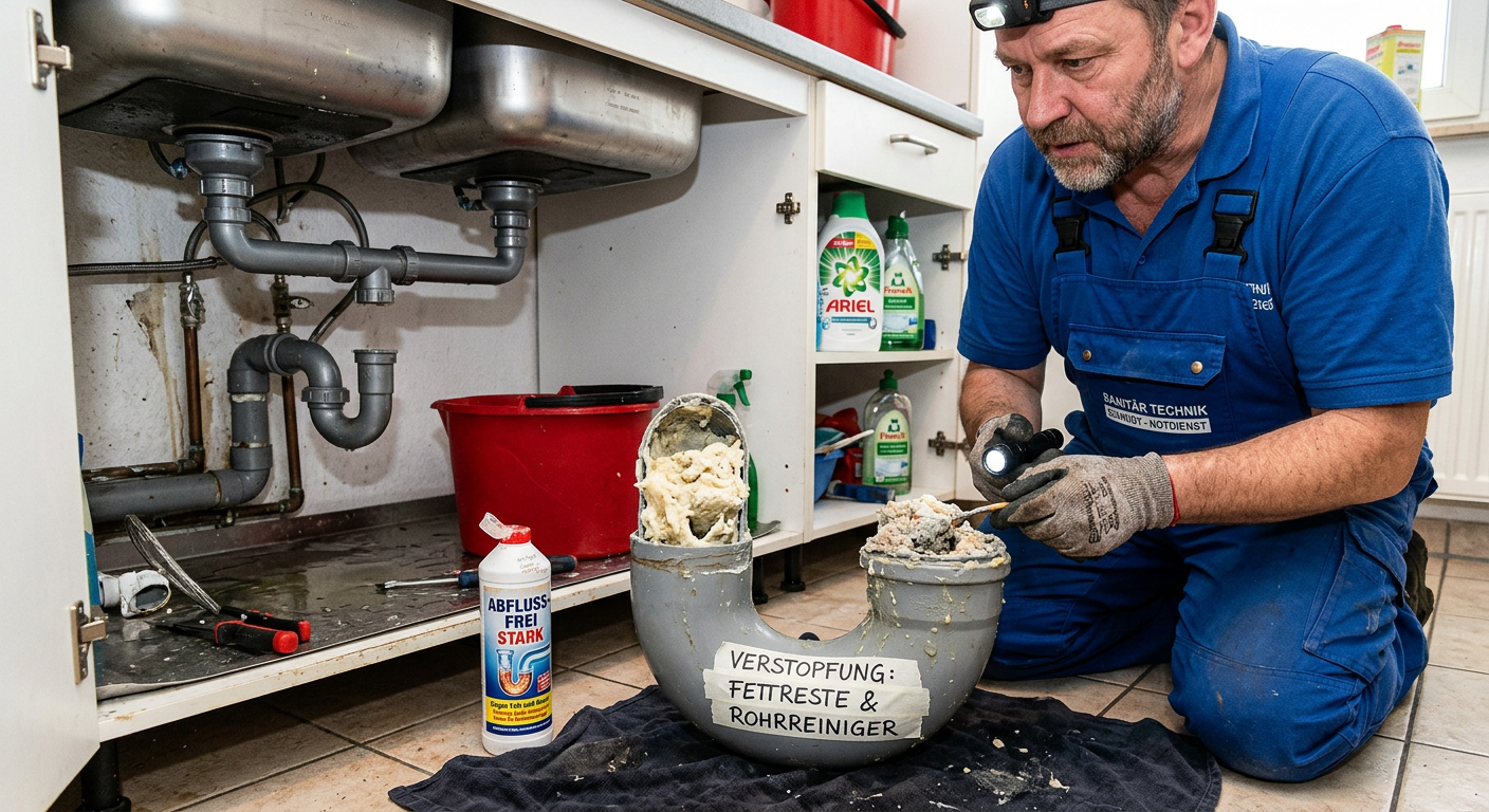 Rohr verstopft durch Fett oder Rohrreiniger