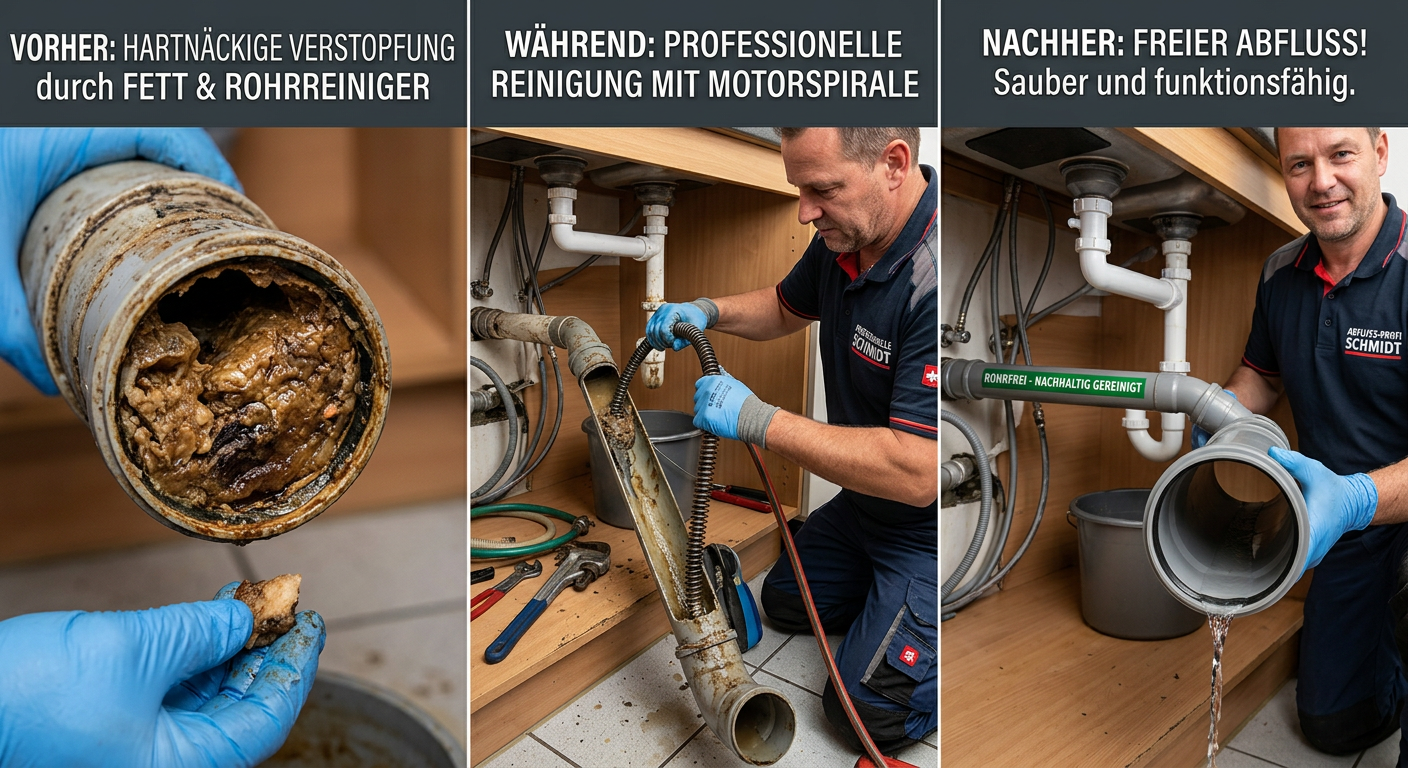 Rohr verstopft durch Fett oder Rohrreiniger