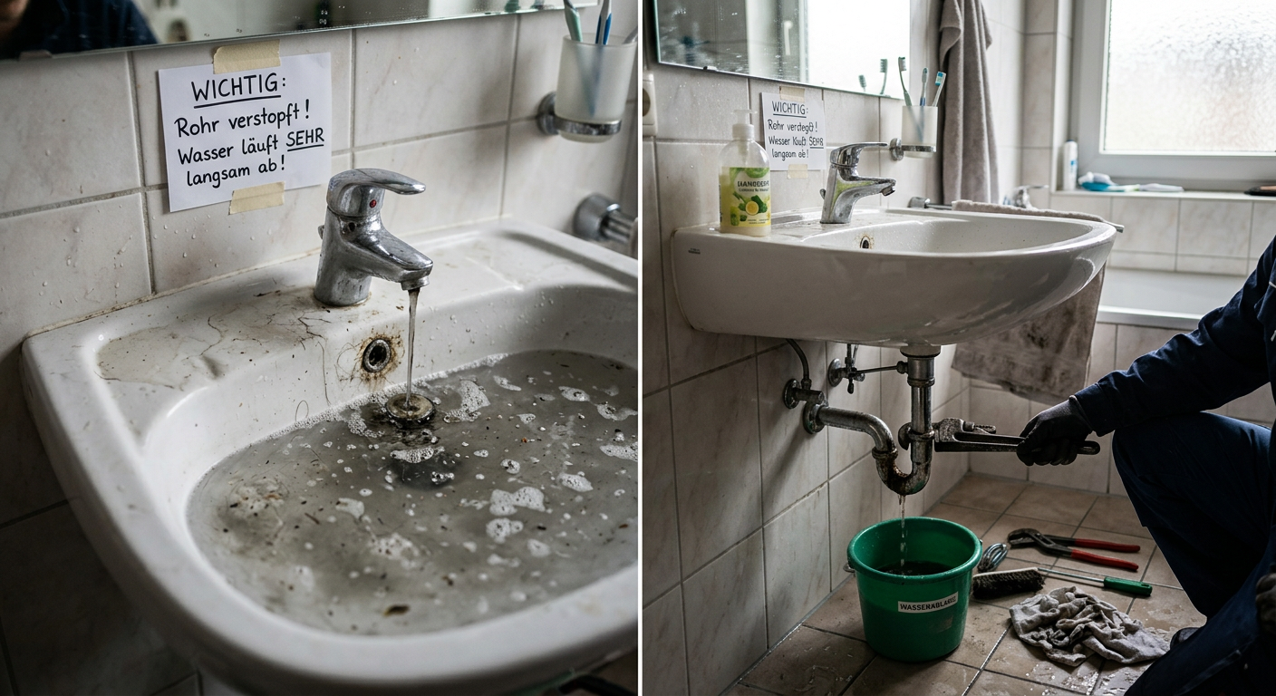 rohr verstopft wasser läuft langsam ab