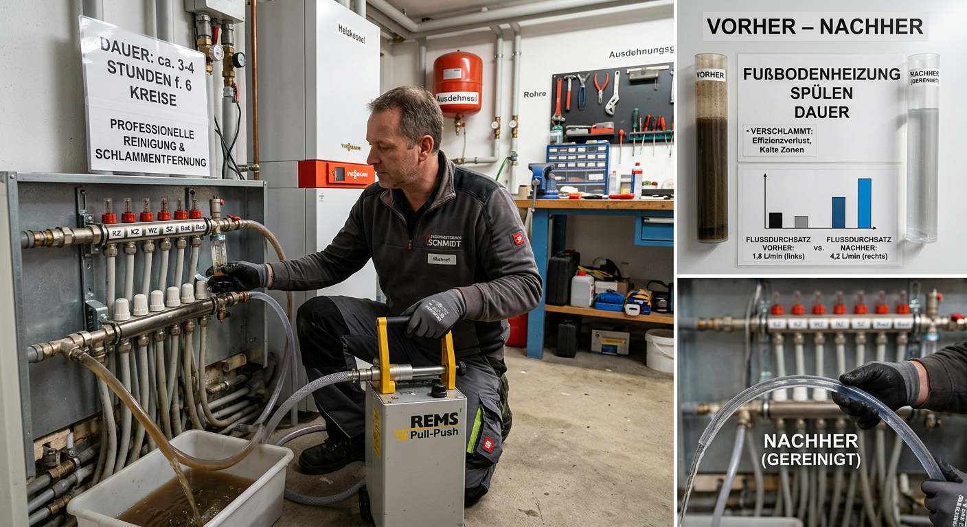fußbodenheizung spülen dauer